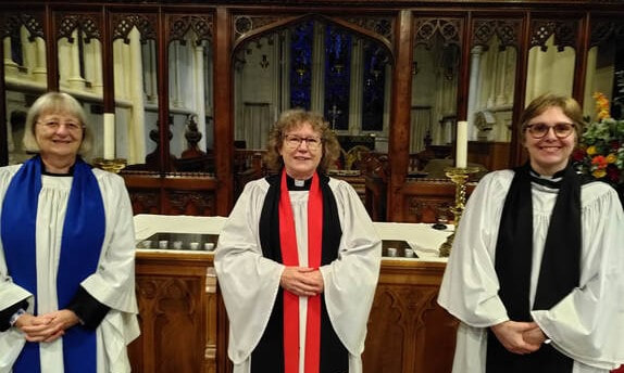 Our Ministry Team: Canon Janet (Rector), Revd Theresa Morton (Assistant Curate), and Janice Wones (Reader)